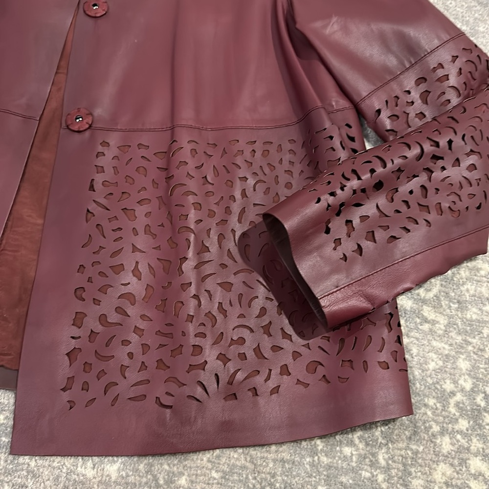 Lafayette 148 New York Burgundy Leather Jacket